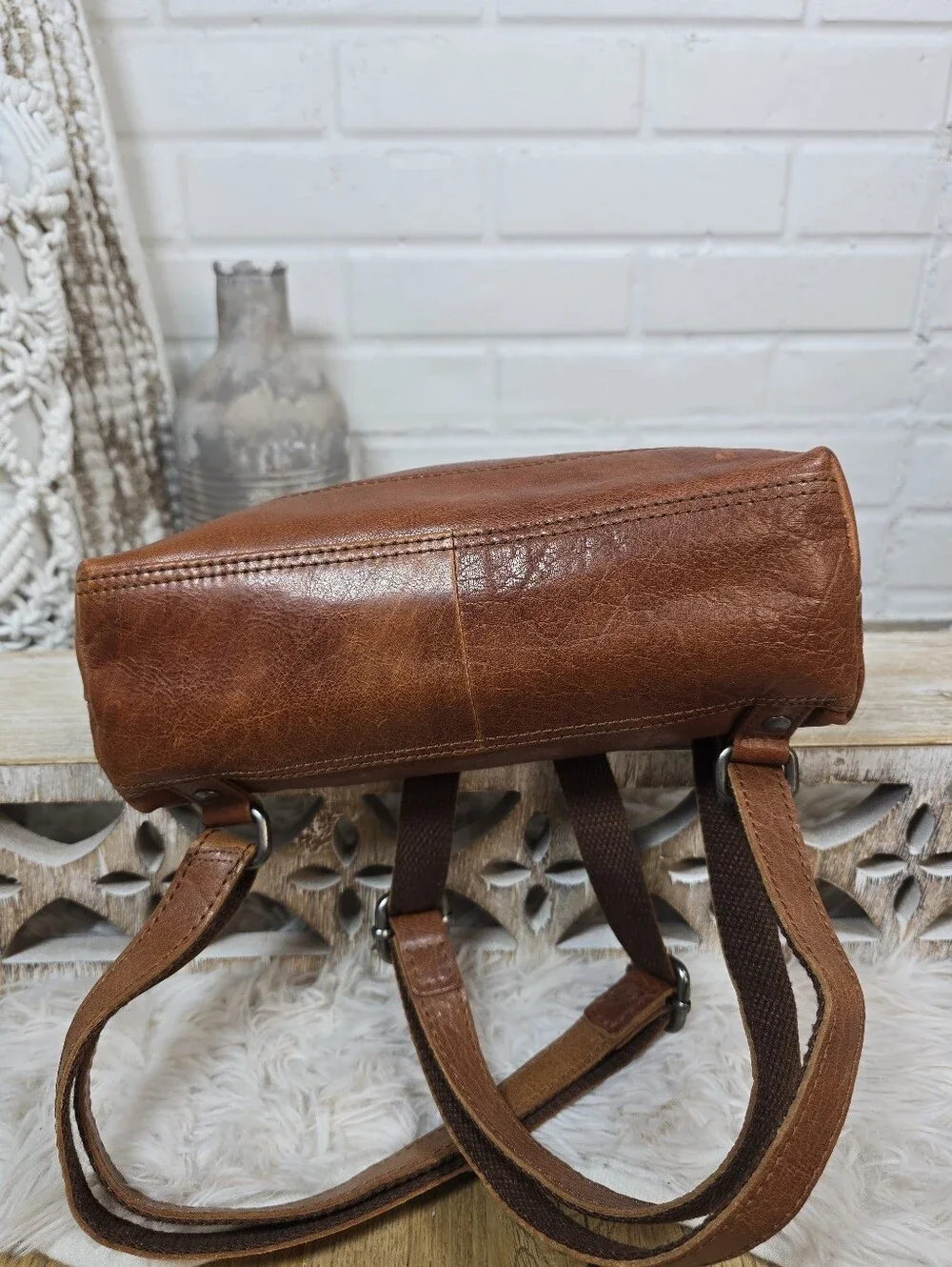 Spikes and Sparrow Brown Leather Backpack